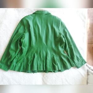 Green leather jacket or longline blazer by Bradley (Bradley Bayou line), size XL